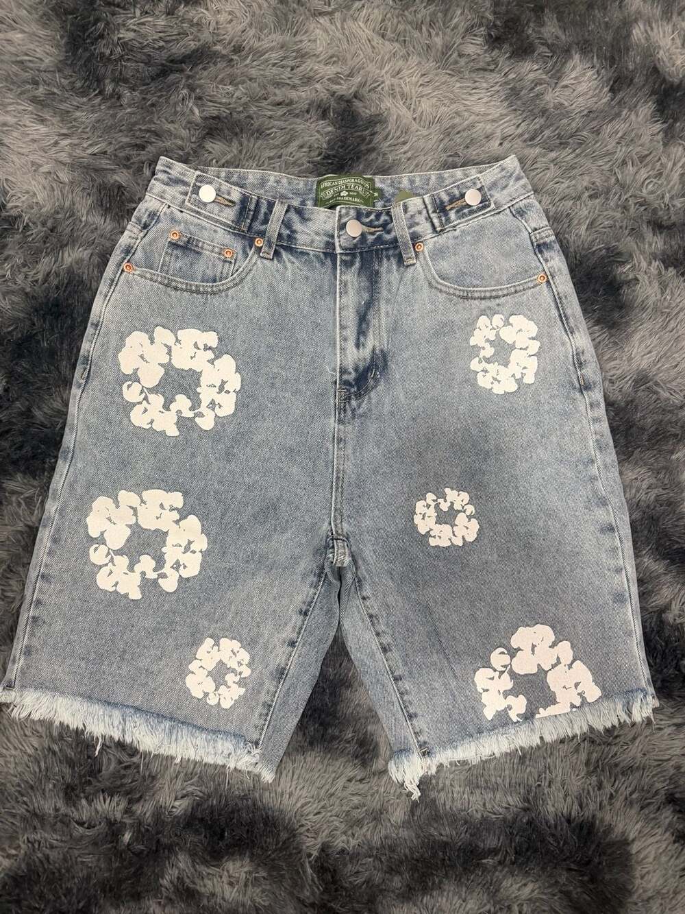 Denim Tears Cotton Wreath Denim Shorts in Light Wash